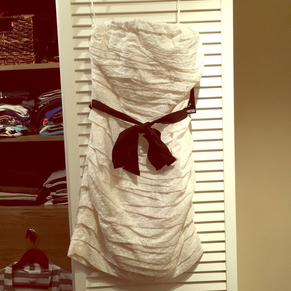 NWT Express white eyelet dress removable straps